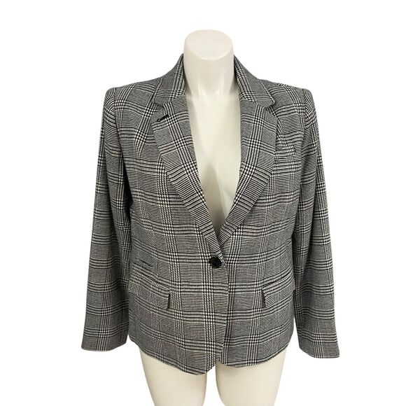 Merona Blazer Womens Sz 18 Jacket Black Houndstooth Office Corpcore Boardroom - Picture 6 of 15